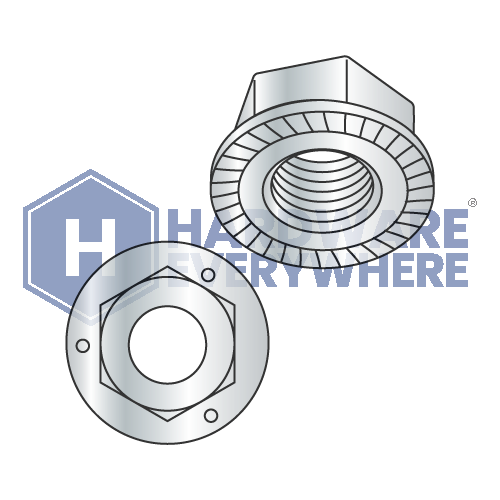 1/420 SERRATED FLANGE NUTS / Grade 5 / Zinc Hardware Everywhere