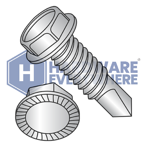 14 x 1 SELF DRILLING SCREWS / Unslotted / Hex Washer Head / 188 Stai