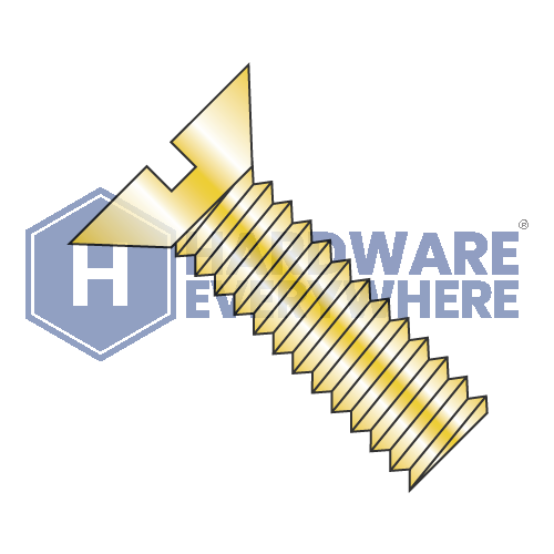 10-32 x 1/2 MACHINE SCREWS / Slotted / Flat Head / Steel / Yellow Zinc