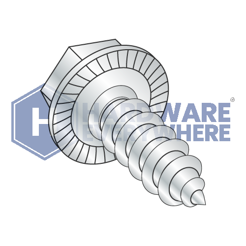 #14 x 1 1/4 SCREWS / Unslotted / Hex Washer Head / Steel / Zinc