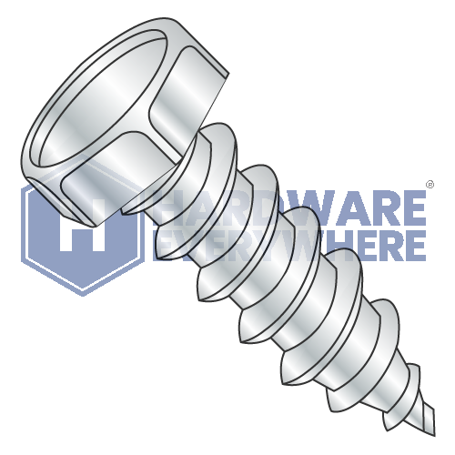 #14 x 1 SHEET METAL SCREWS / Unslotted / Hex Head / Steel / Zinc