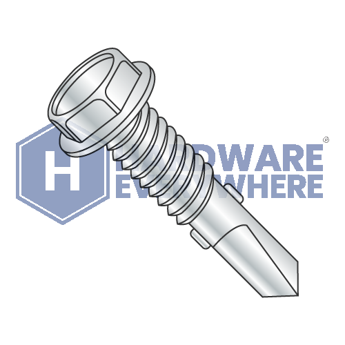 #12 x 7/8 SELF DRILLING SCREWS / Unslotted / Hex Washer Head / Steel / Zinc