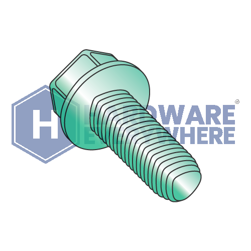 10-32 X 1/2 Thread Forming Screws / Unslotted / Hex Washer Head / Steel / Green Zinc / Taptite Alternate