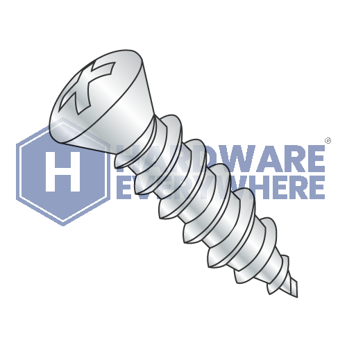 #10 x 1 SHEET METAL SCREWS / Phillips / Oval Head / Steel / Zinc