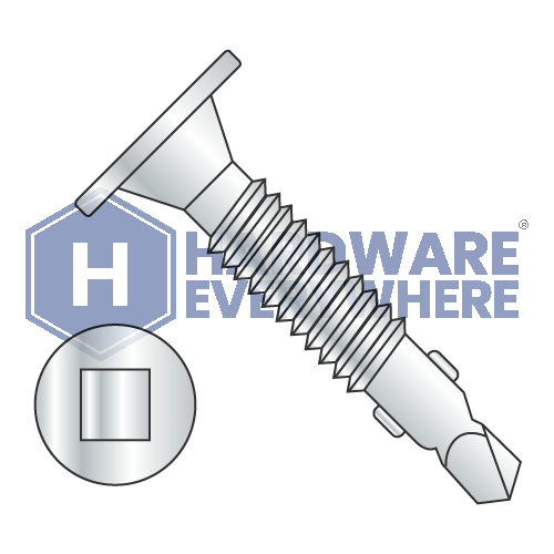 #12 x 1 SELF DRILLING SCREWS / Square / Wafer Head / Steel / Zinc