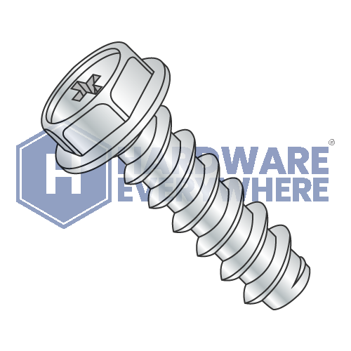 #8 x 3/8 SHEET METAL SCREWS / Phillips / Hex Washer Head / Steel / Zinc