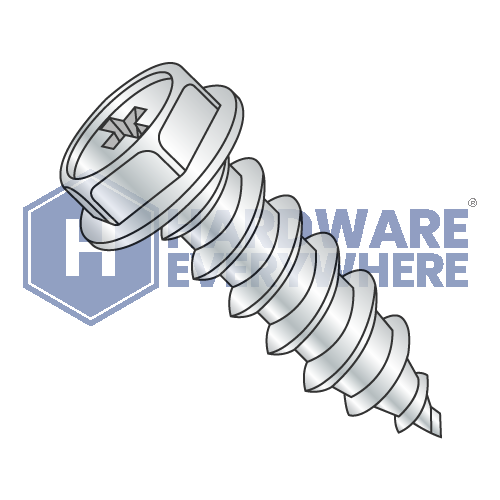 #14 x 1/2 SHEET METAL SCREWS / Phillips / Hex Washer Head / Steel / Zinc