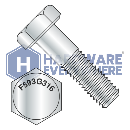 3/4-10 x 4 HEX CAP SCREWS / 316 Stainless Steel / Plain