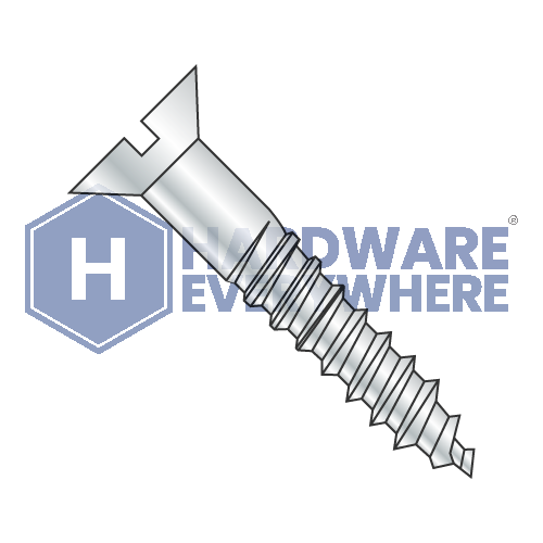 14-10 x 5 WOOD SCREWS / Slotted / Flat Head / Steel / Zinc