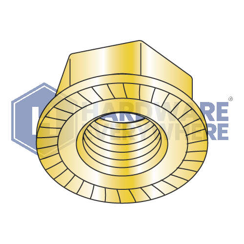 1/4-20 SERRATED FLANGE NUTS / Steel / Yellow Zinc