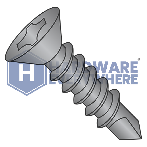 #8 x 3 SELF DRILLING SCREWS / Phillips / Flat Head / Steel / Black Zinc