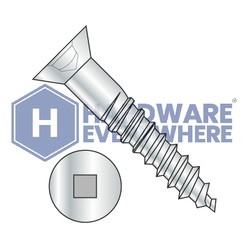 10-13 x 3 WOOD SCREWS / Square / Flat Head / Steel / Zinc