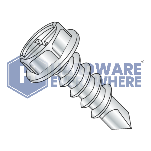 #8 x 3/8 SELF DRILLING SCREWS / Combo / Hex Washer Head / Steel / Zinc
