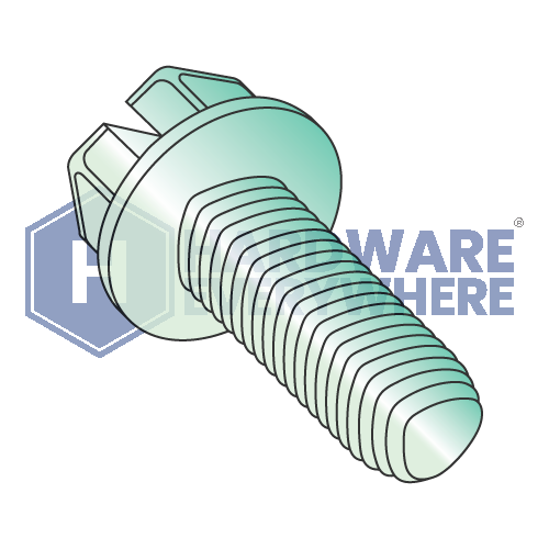 10-32 X 1/2 Thread Forming Screws / Slotted / Hex Washer Head / Steel / Green Zinc / Taptite Alternate