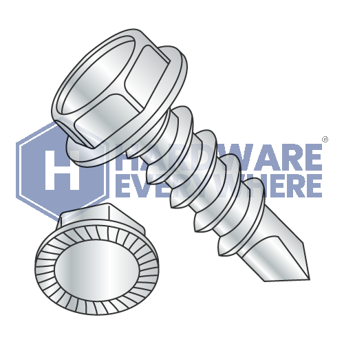 #8 x 9/16 SELF DRILLING SCREWS / Unslotted / Hex Washer Head / Steel / Zinc
