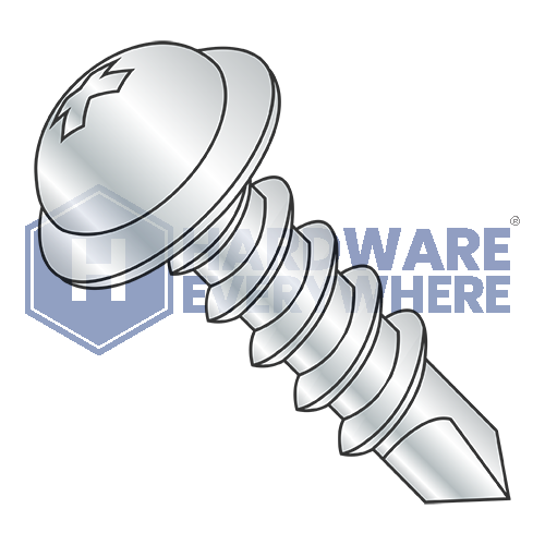 #10 x 3/8 SELF DRILLING SCREWS / Phillips / Round Washer Head / Steel / Zinc