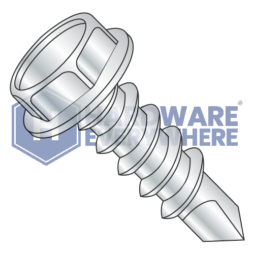 #14 x 1 SELF DRILLING SCREWS / Unslotted / Hex Washer Head / Steel / Zinc