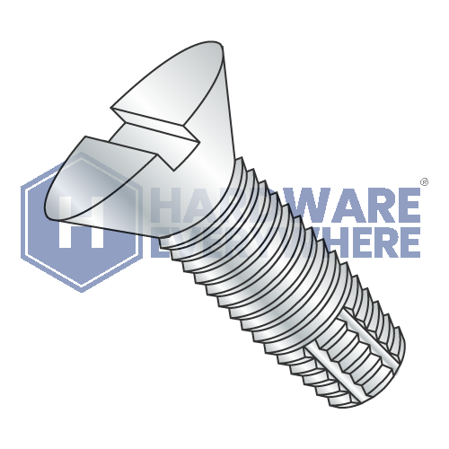 10-32 X 1/2 Thread Cutting Screws / Slotted / Flat Head / Steel / Zinc / Type F