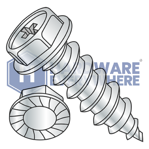 #10 x 1/2 SHEET METAL SCREWS / Phillips / Hex Washer Head / Steel / Zinc