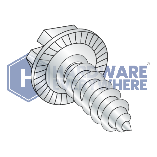 #14 x 1 1/2 SHEET METAL SCREWS / Slotted / Hex Washer Head / Steel / Zinc