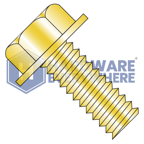 1/4-20 x 1/2 MACHINE SCREWS / Unslotted / Hex Washer Head / Steel / Yellow Zinc