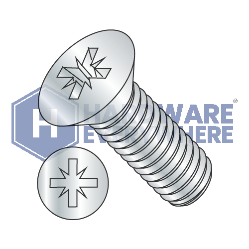 6-32 x 1/4 MACHINE SCREWS / Pozi / Flat Head / Steel / Zinc
