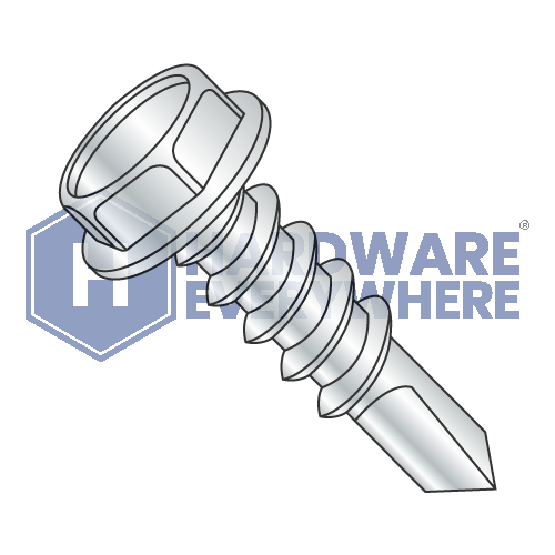 #12 x 1 1/4 SELF DRILLING SCREWS / Unslotted / Hex Washer Head / Steel / Zinc