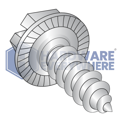 #14 x 1 SHEET METAL SCREWS / Slotted / Hex Washer Head / 18-8 Stainless / Plain