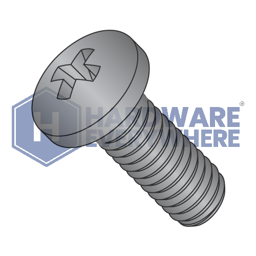 5/16-18 x 3/8 MACHINE SCREWS / Phillips / Pan Head / Steel / Black Zinc