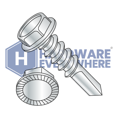 5/16 x 2 SELF DRILLING SCREWS / Unslotted / Hex Washer Head / Steel / Zinc