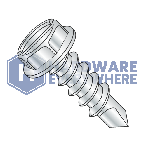#14 x 3/4 SELF DRILLING SCREWS / Slotted / Hex Washer Head / Steel / Zinc