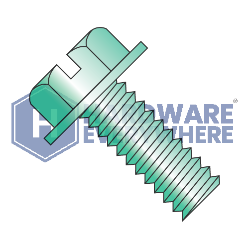 1/4-20 x 1/2 MACHINE SCREWS / Slotted / Hex Washer Head / Steel / Green Zinc