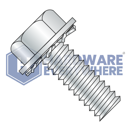 10-24 x 1/2 SEMS SCREWS / Unslotted / Hex Washer Head / Steel / Zinc