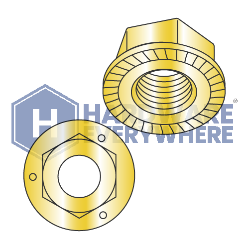 1/4-20 SERRATED FLANGE NUTS / Grade 5 / Yellow Zinc