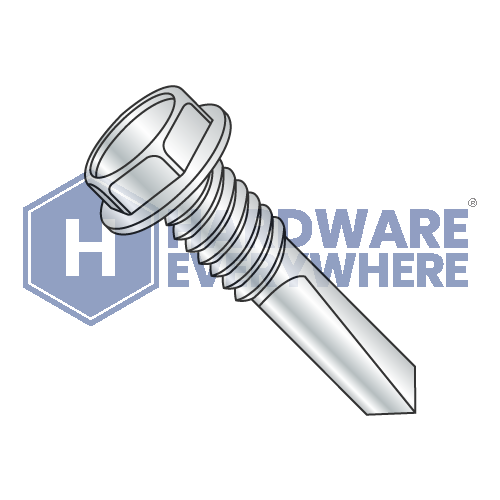 #12 x 2 1/2 SELF DRILLING SCREWS / Unslotted / Hex Washer Head / Steel / Zinc