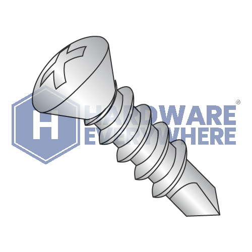 #8 x 1 SELF DRILLING SCREWS / Phillips / Oval Head / 410 Stainless / Plain