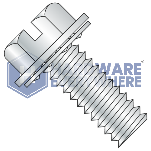 8-32 x 3/8 SEMS SCREWS / Slotted / Hex Washer Head / Steel / Zinc