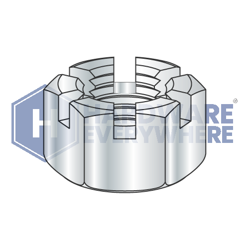 1 1/4-7 SLOTTED HEX NUTS / Steel / Zinc
