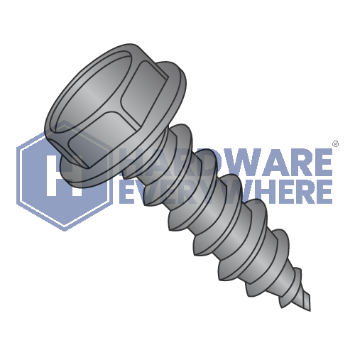 #14 x 1 1/2 SHEET METAL SCREWS / Unslotted / Hex Washer Head / Steel / Black Oxide