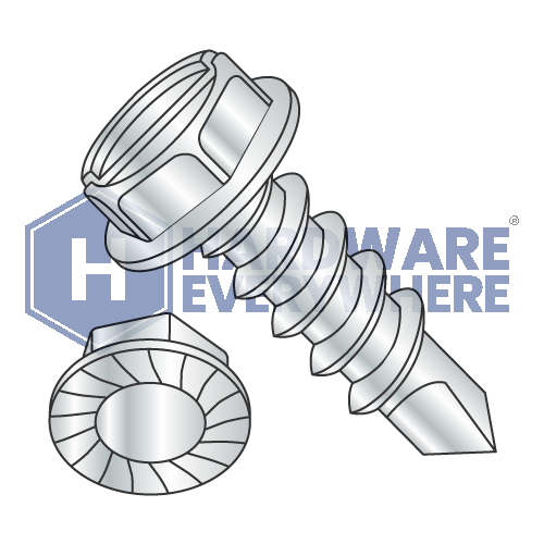 #10 x 3/4 SELF DRILLING SCREWS / Slotted / Hex Washer Head / Steel / Zinc