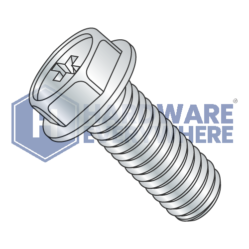 8-32 x 1/4 MACHINE SCREWS / Phillips / Hex Washer Head / Steel / Zinc
