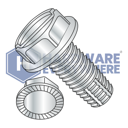 1/4-20 X 2 1/2 Thread Cutting Screws / Slotted / Hex Washer Head / Steel / Zinc / Type F
