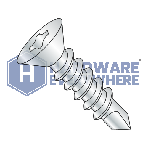 #12 x 5 SELF DRILLING SCREWS / Phillips / Flat Head / Steel / Zinc