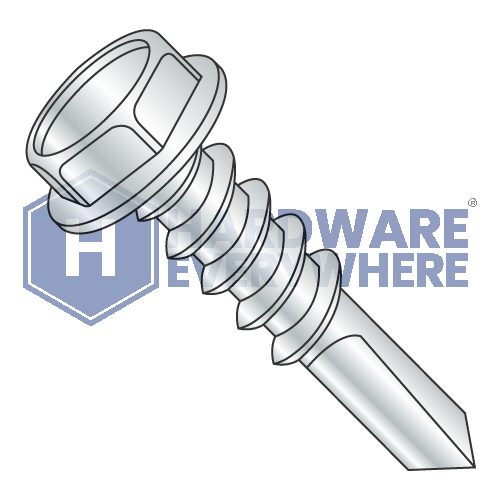 #14 x 7 SELF DRILLING SCREWS / Unslotted / Hex Washer Head / Steel / Zinc