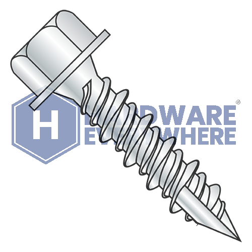 10-14 x 1 WOOD SCREWS / Unslotted / Hex Washer Head / Steel / Coated 1000 Hour