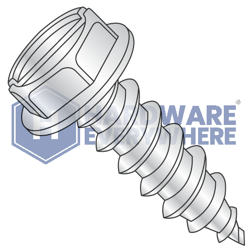 #14 x 1 1/2 SHEET METAL SCREWS / Slotted / Hex Washer Head / Steel / Zinc