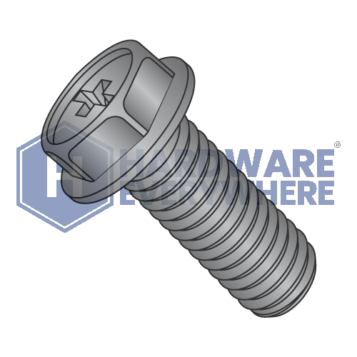 1/4-20 x 5/8 MACHINE SCREWS / Phillips / Hex Washer Head / Steel / Black Oxide