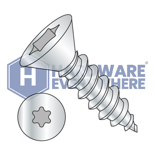 #10 x 1 SHEET METAL SCREWS / Torx / Flat Head / Steel / Zinc