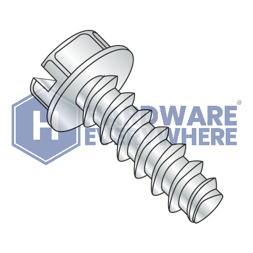 5/16-9 X 1 1/4 Thread Forming Screws / Slotted / Hex Washer Head / Steel / Zinc / Plastite (Blunt Tip) Alternate 48-2