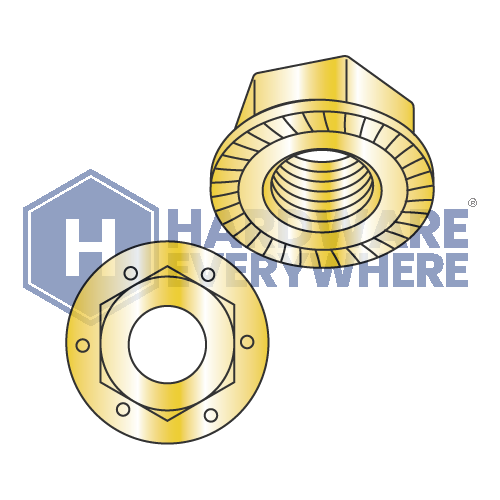 1/4-20 SERRATED FLANGE NUTS / Grade 8 / Yellow Zinc